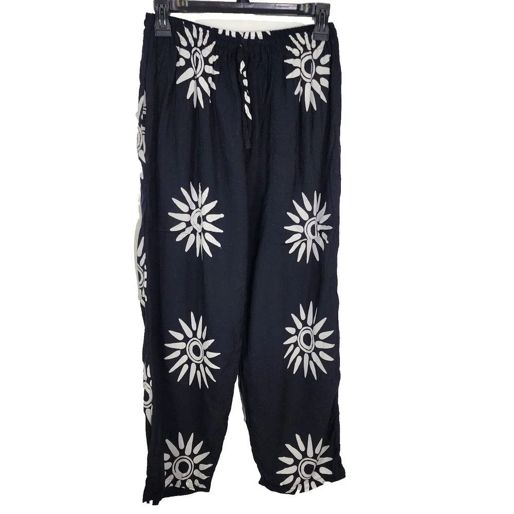 Niumalu Girls Pants Noisy May Size XXL Blue White Printed Rayon Pull On Pockets